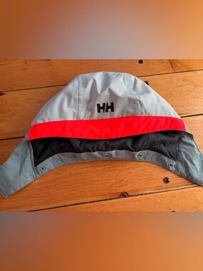 Helly Hansen Waterproof Rain Hood Gray Red Adjustable Outdoor